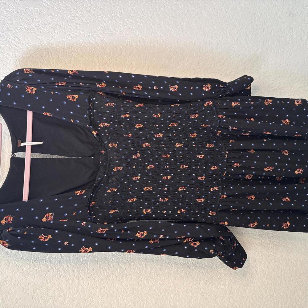 Women’s Free People Two Faces Printed Smocked Mini Dress Size Medium